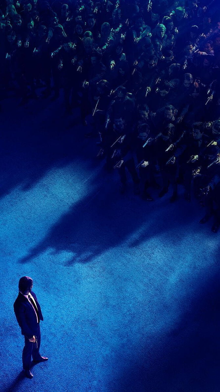 John Wick Chapter 3 Confronting an Armed Crowd in a Dark Blue Arena HD phone wallpaper