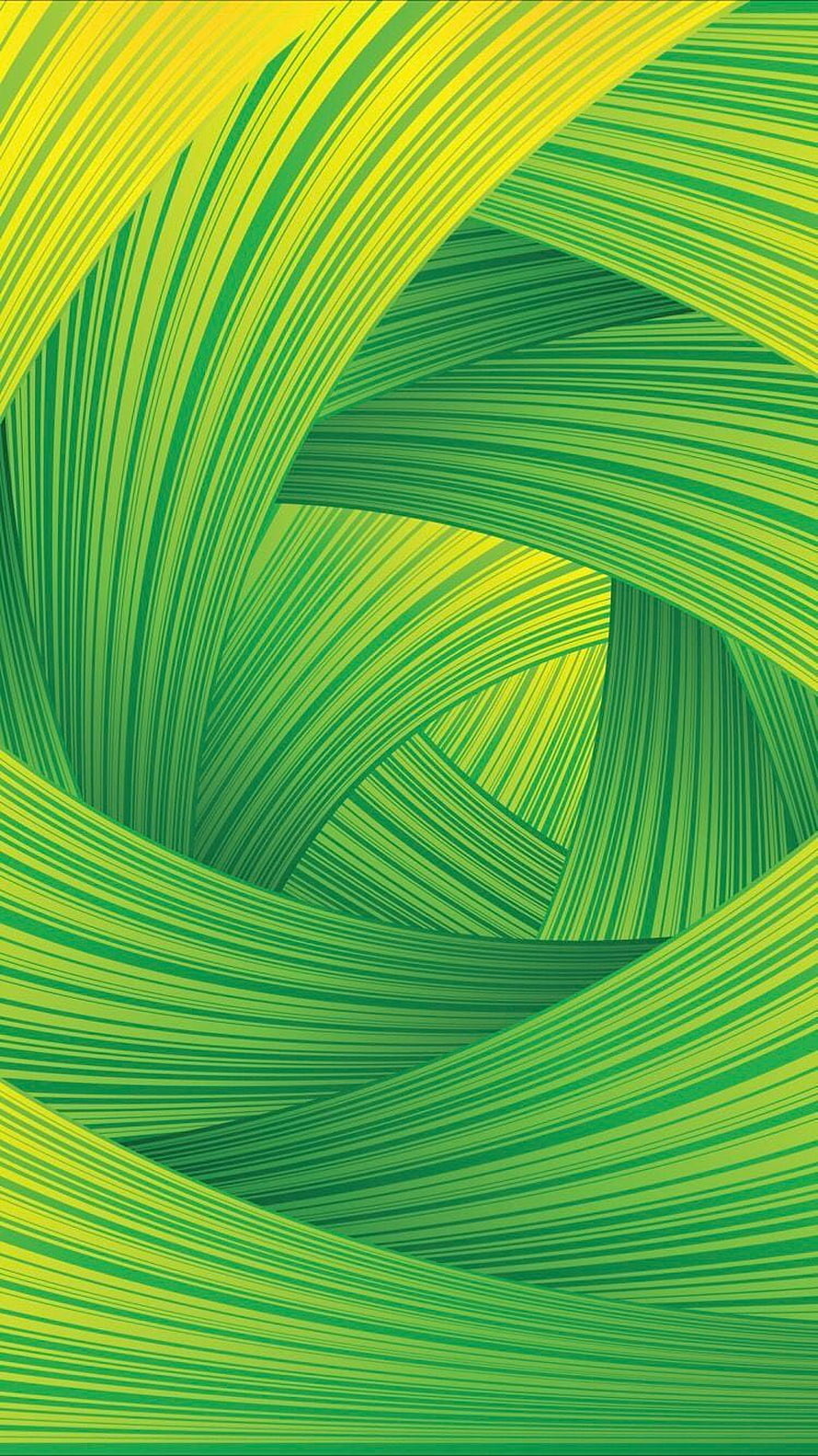 Abstract Green and Yellow Swirling Line Art Pattern with Organic Flowing Curves HD phone wallpaper