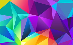 Vibrant Low Poly Geometric Abstract Pattern with Colorful Faceted Crystals HD wallpaper