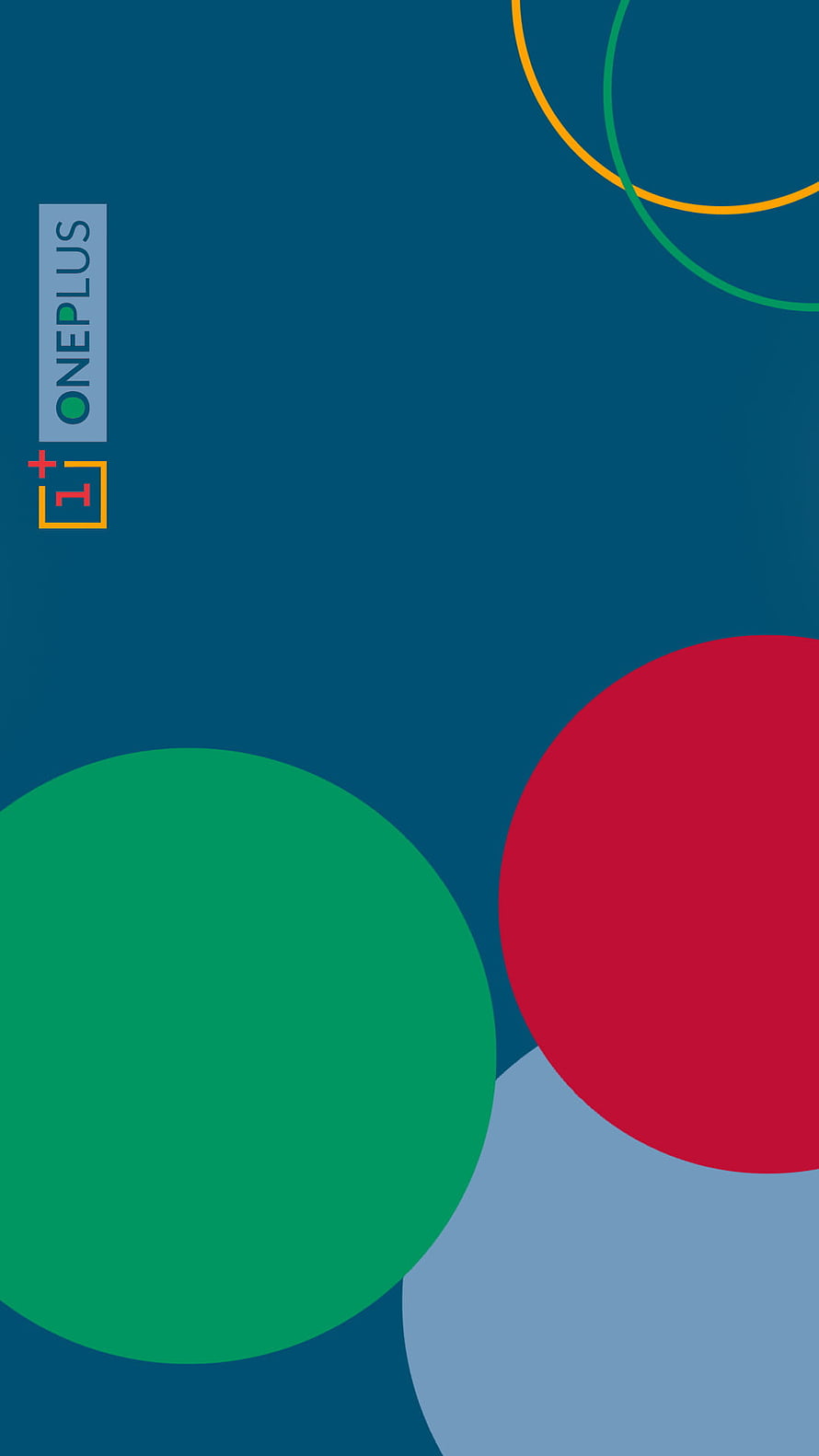 OnePlus Minimalist Geometric Wallpaper with Bold Circles on Deep Blue Background HD phone wallpaper