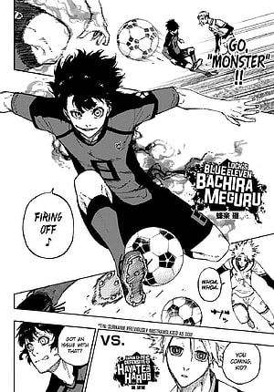 Blue Lock Manga Panel Featuring Bachira Meguru and Hayate Haru in Intense Soccer Match HD phone wallpaper