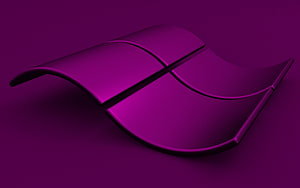 Windows 3D Wavy Logo in Purple with Metallic Finish and Abstract Geometric Design HD wallpaper