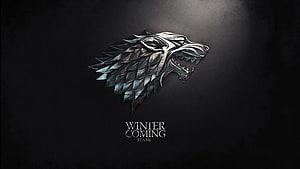Game of Thrones House Stark Direwolf Sigil with Winter Is Coming Motto on Dark Background HD wallpaper
