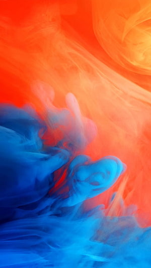 Vibrant Blue and Orange Ink Swirls in Water Abstract Fluid Art HD phone wallpaper