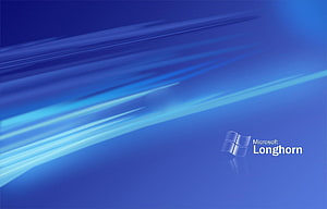 Microsoft Longhorn Blue Abstract Wallpaper with Flowing Light Streaks and Windows Logo HD wallpaper