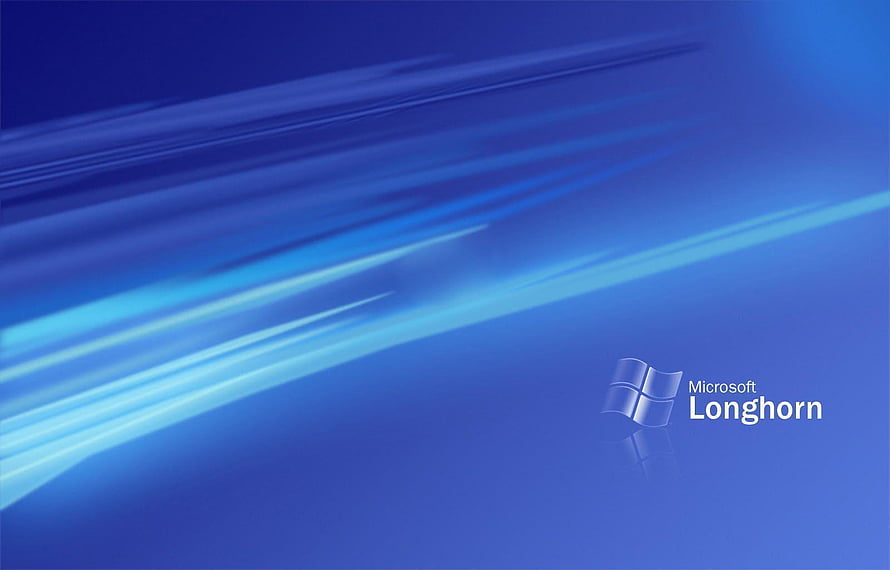 Microsoft Longhorn Blue Abstract Wallpaper with Flowing Light Streaks and Windows Logo HD wallpaper