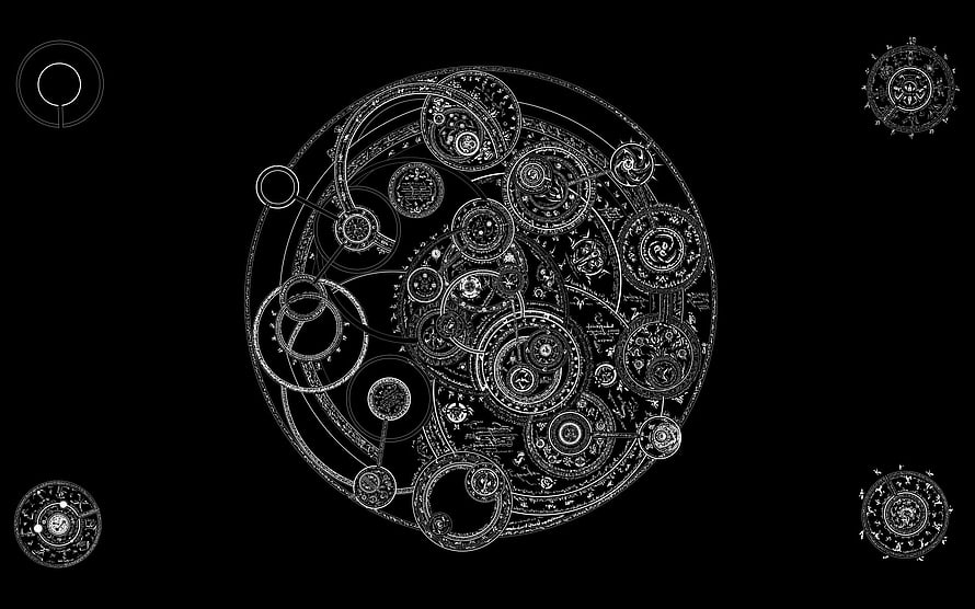 Intricate Vintage Watch Face Design with Ornate Circular Patterns on Black Background HD wallpaper