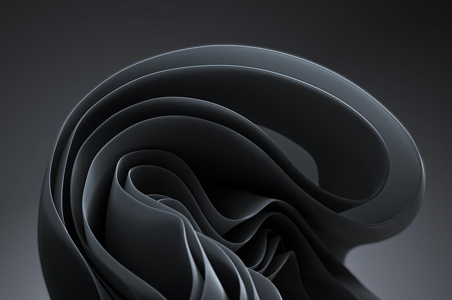 Sleek Dark Mode Abstract 3D Ribbon Design for Windows 11 Desktop HD wallpaper