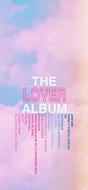 Taylor Swift Lover Album Tracklist on Pastel Cloud Background HD phone wallpaper