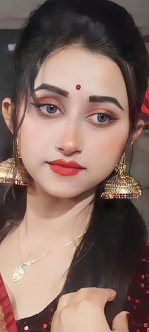 Elegant Indian Woman Wearing Traditional Gold Jhumka Earrings and Red Lipstick, Beautiful girl, Beauty, indian HD phone wallpaper