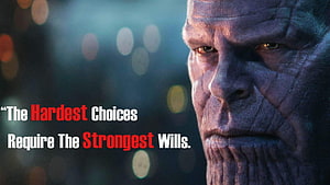 Thanos Close-Up Portrait With Motivational Quote Text Overlay HD wallpaper