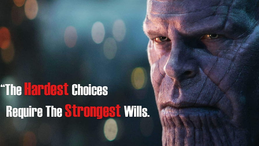 Thanos Close-Up Portrait With Motivational Quote Text Overlay HD wallpaper