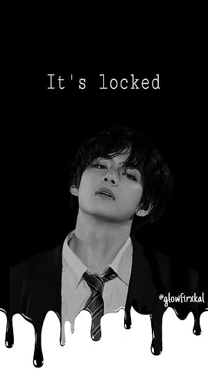 Kim Taehyung Black and White Portrait with Dripping Ink Effect and Text Overlay HD phone wallpaper