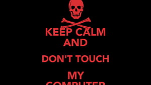 Red Skull and Crossbones Warning Sign on Black Background with Keep Calm Typography HD wallpaper