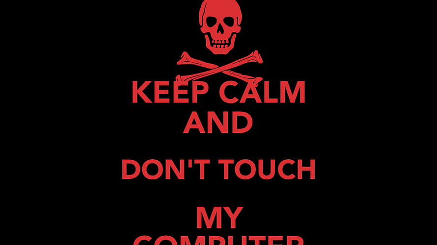 Red Skull and Crossbones Warning Sign on Black Background with Keep Calm Typography HD wallpaper