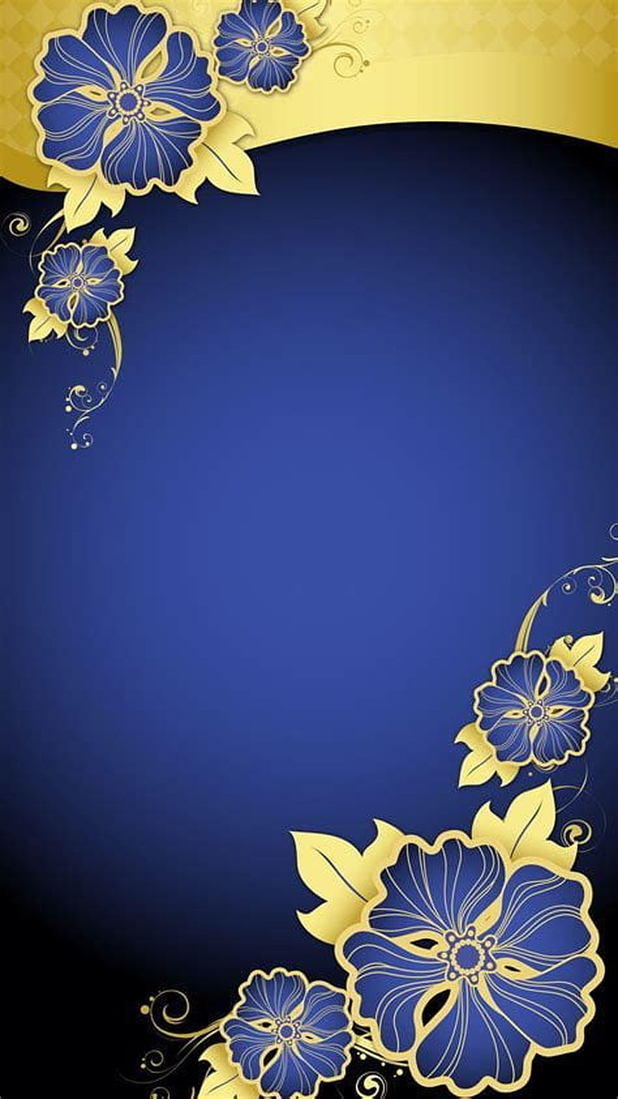 Elegant Blue and Gold Floral Wedding Invitation Background Design HD phone wallpaper