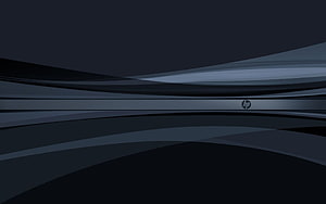 HP Dark Abstract Wave Design with Sleek Metallic Curves and Brand Logo HD wallpaper