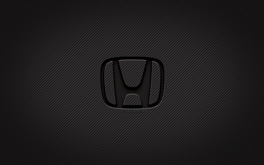 Honda Emblem on Dark Carbon Fiber Texture with Grunge Aesthetic HD wallpaper