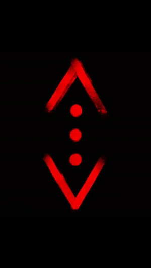 Red Diamond Symbol with Three Dots on Black Background HD phone wallpaper