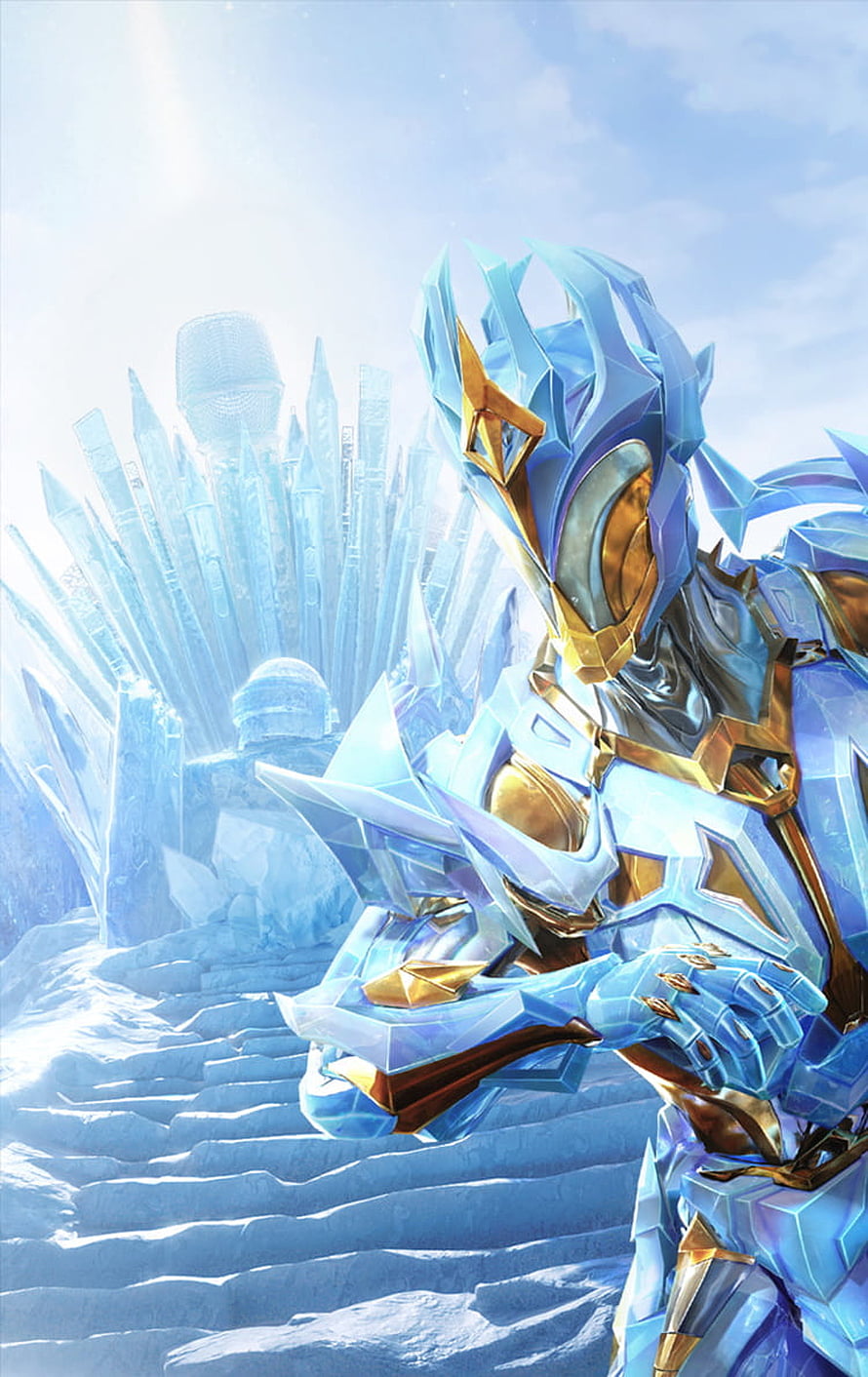 PUBG Mobile Avalanche X Suit Character in Ice Crystal Armor HD phone wallpaper