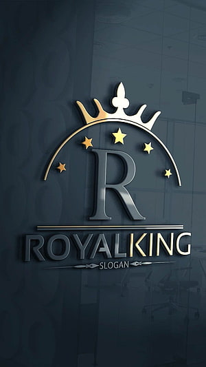 Royal King Luxury Logo Design with Crown and Stars on Dark Wall HD phone wallpaper