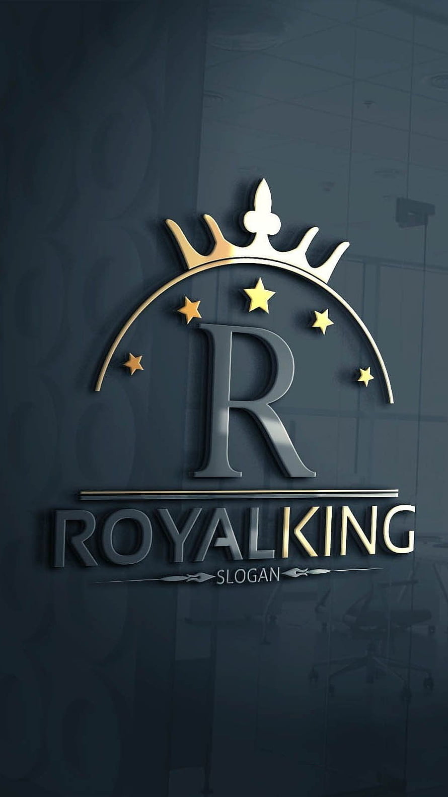 Royal King Luxury Logo Design with Crown and Stars on Dark Wall HD phone wallpaper