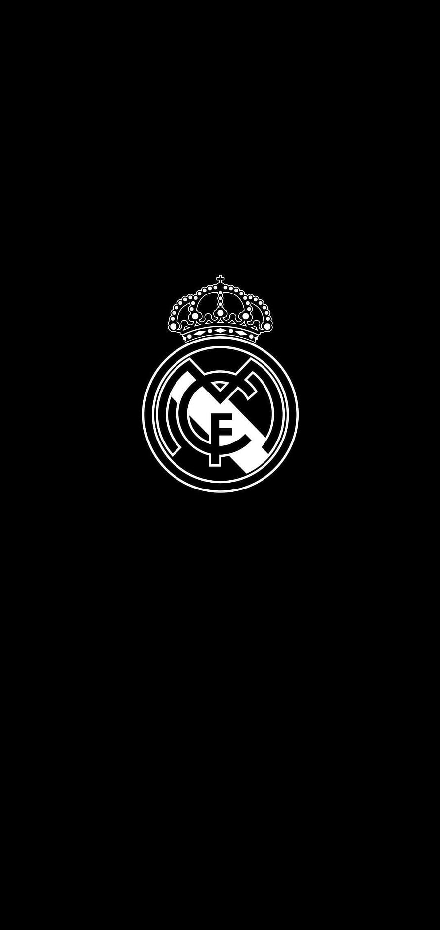 Real Madrid Club de Fútbol Official Crest Emblem on Black Background HD phone wallpaper