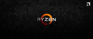 AMD Ryzen Logo on Dark Hexagonal Grid Background HD wallpaper