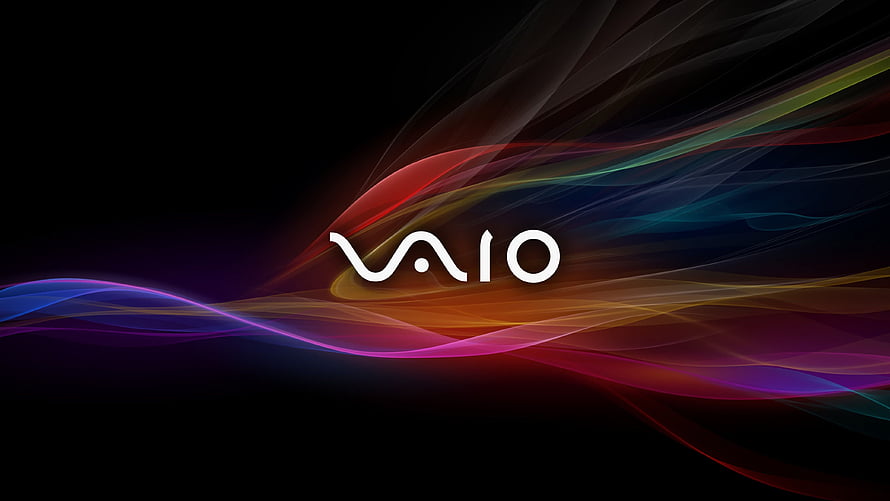 Sony Vaio Logo on Black Background with Vibrant Multicolored Light Streaks HD wallpaper