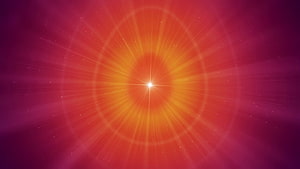 Radiant Cosmic Sunburst with Golden Rays and Deep Magenta Space Background HD wallpaper
