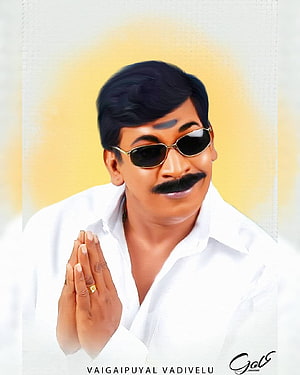 Vadivelu in White Shirt with Sunglasses and Praying Hands HD phone wallpaper