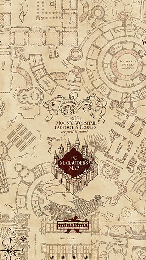 The Marauders Map Hogwarts Castle Illustration with Moony Wormtail Padfoot and Prongs HD phone wallpaper