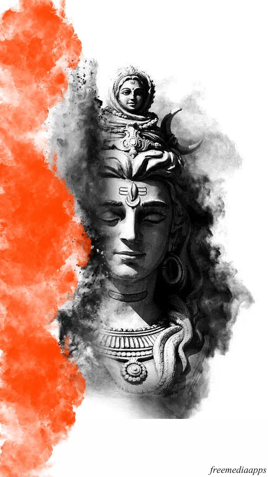 Lord Shiva Mahakal Portrait with Red Smoke and Watercolor Art Style HD phone wallpaper