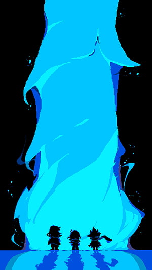 Deltarune Blue Flame Silhouettes Against Black Background HD phone wallpaper