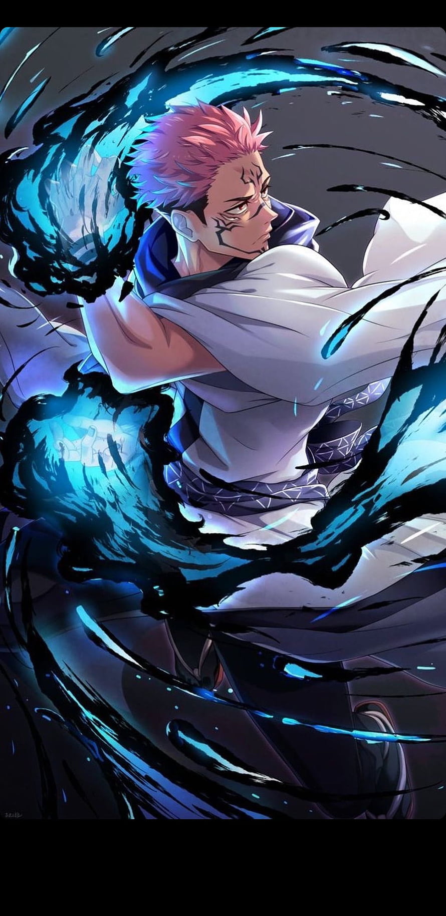Sakuna Anime Character Wielding Electric Blue Energy in Dynamic Action Pose HD phone wallpaper