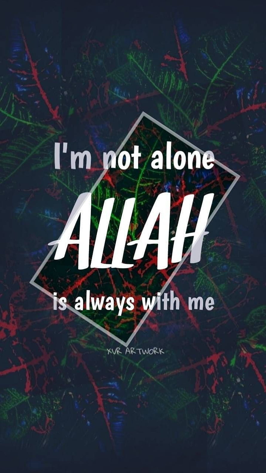 Islamic Faith Quote: I'm Not Alone Allah Is Always With Me on Abstract Dark Background HD phone wallpaper