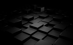 Abstract Black 3D Cubes Grid Pattern Minimalist Dark Geometric Background HD wallpaper
