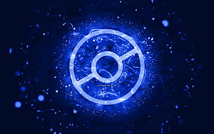 Glowing Blue Pokemon Go Logo with Electric Energy and Particle Effects on Dark Background HD wallpaper