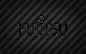 Fujitsu Carbon Fiber Logo on Dark Textured Background HD wallpaper