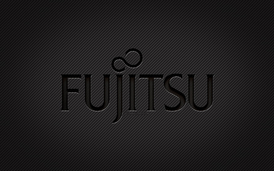 Fujitsu Carbon Fiber Logo on Dark Textured Background HD wallpaper