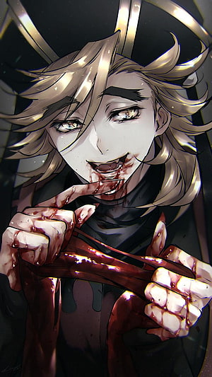 Demon Slayer Douma Anime Character Illustration with Blood and Dark Aesthetic HD phone wallpaper