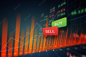 Forex Trading Concept with Buy and Sell Buttons Over Financial Market Charts HD wallpaper