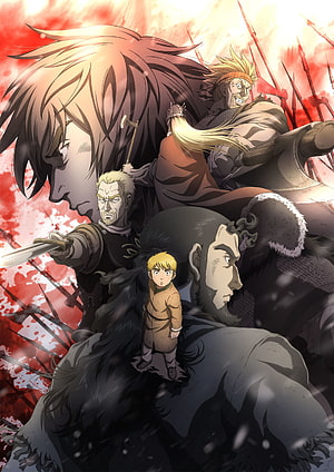 Vinland Saga Anime Key Visual Featuring Thors, Thorkell, and Young Thorfinn in Epic Battle Scene HD phone wallpaper