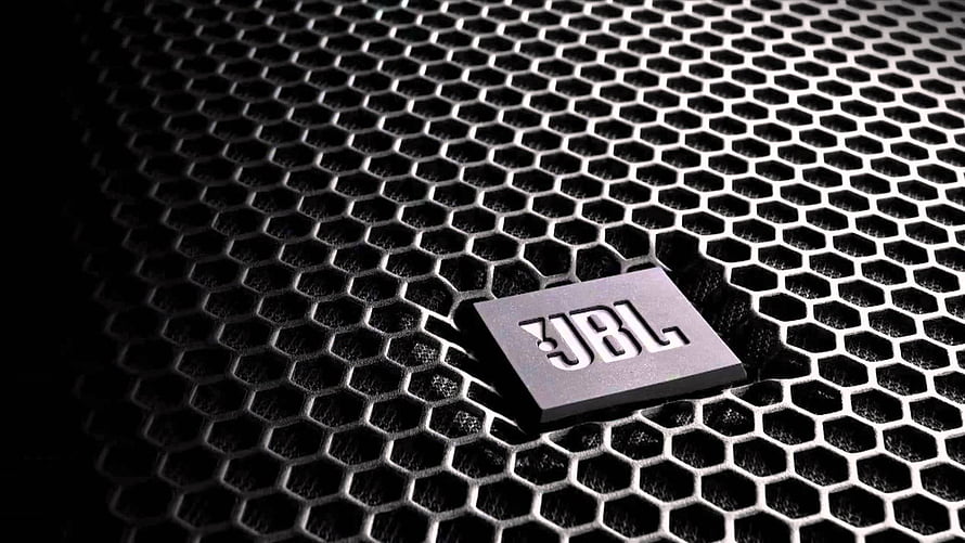 JBL Speaker Grille with Hexagonal Mesh Pattern and Metallic Logo Badge HD wallpaper