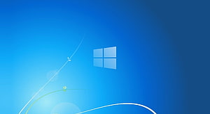 Windows 8.1 Default Blue Desktop Background with Minimalist Curves and Logo HD wallpaper