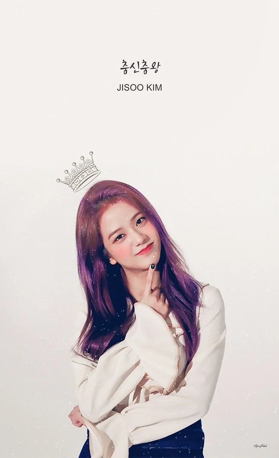 Jisoo Kim K-pop Idol Portrait With Purple Hair And Crown Illustration HD phone wallpaper