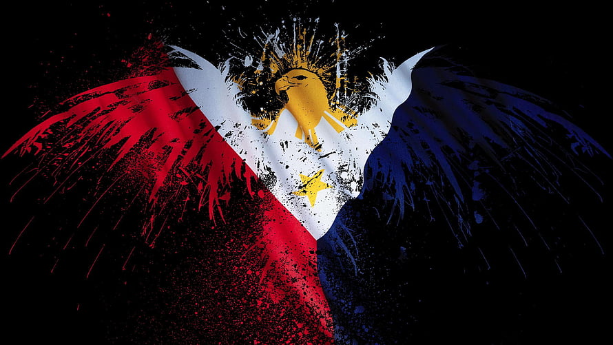 Philippines Flag and Philippine Eagle Artwork on Black Background HD wallpaper