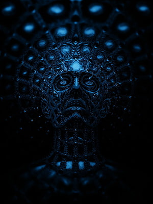 Tool Band Dark Fractal Artwork with Symmetrical Blue Abstract Patterns HD phone wallpaper