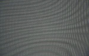 Close-up of perforated metal sheet with uniform circular holes and silver grid texture HD wallpaper
