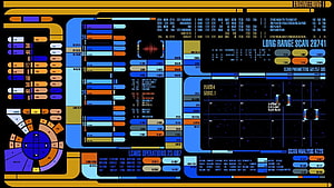 Star Trek Engineering Console Interface with Long Range Scan Data Display HD wallpaper